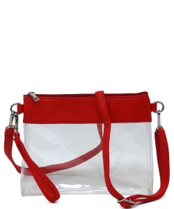 Fashion See Thru Transparent Clutch Crossbody Bag AD200T RED